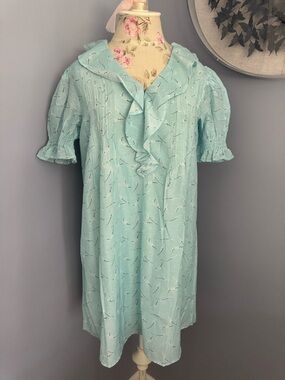 Vineyard Vines Light Blue V-Neck Ruffle Mini Dress